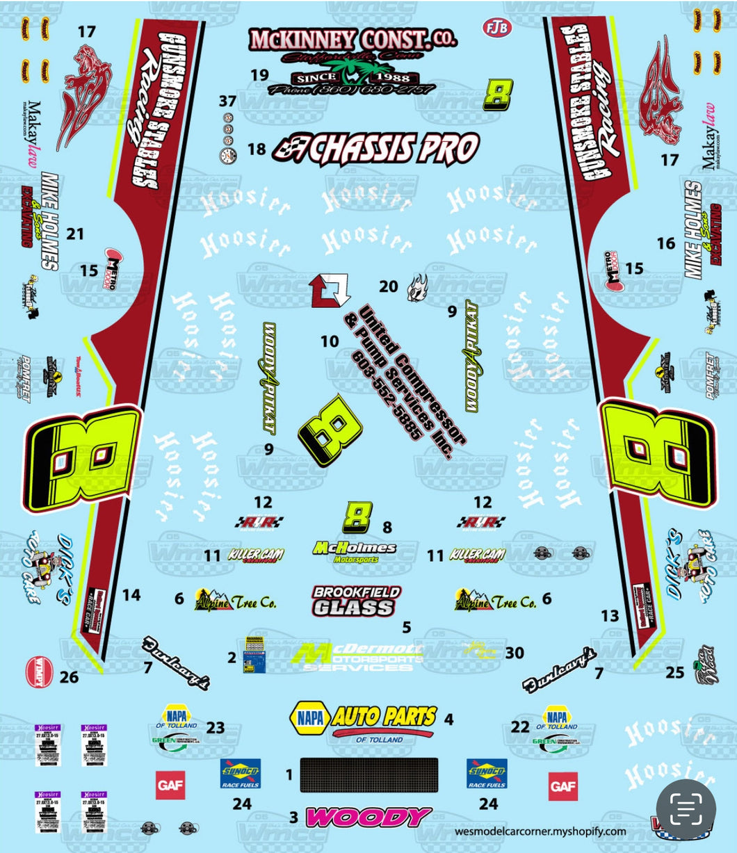 WMCC #08WP Woody Pitkat modified decals