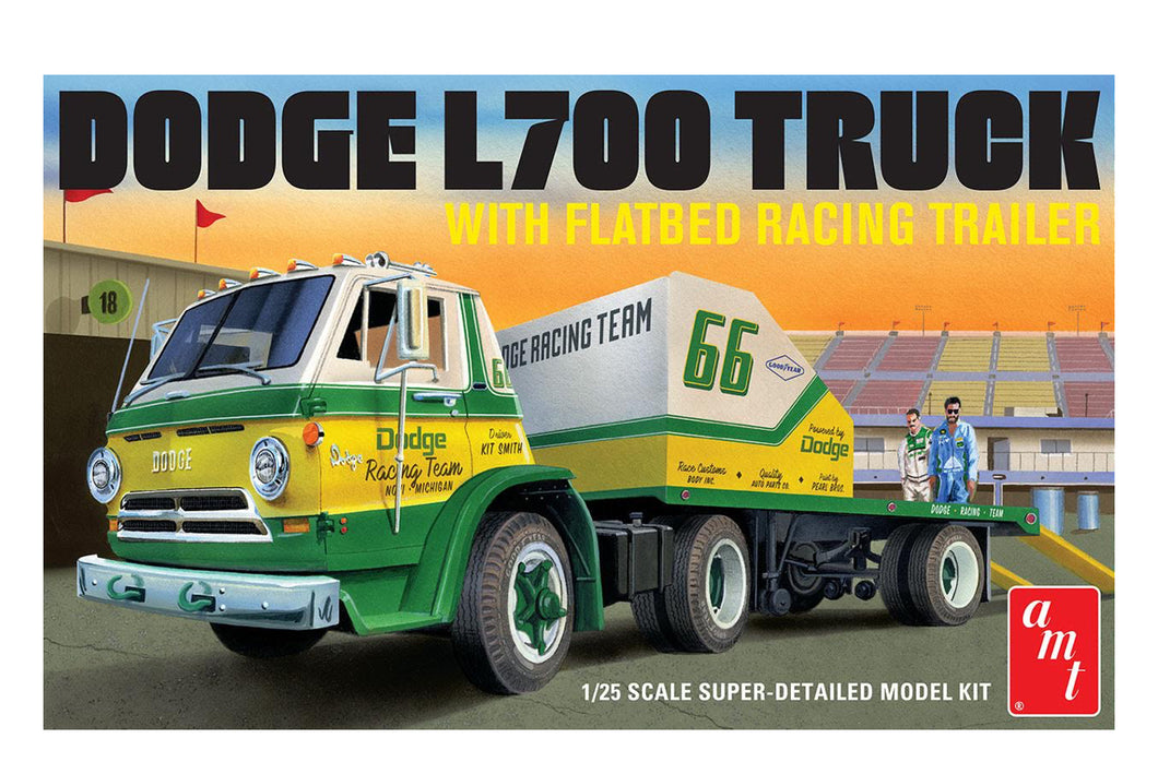 AMT #1368 Dodge L700 with Flat bed trailer