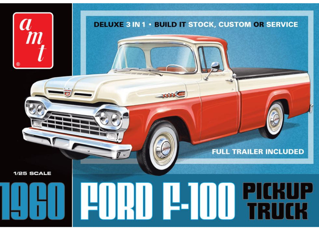 AMT#1407 1960 Ford F100 pick up with trailer.