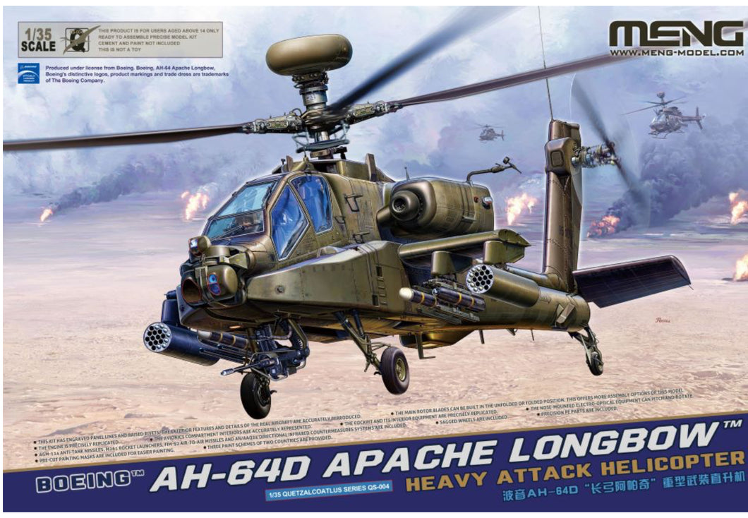 MENG #Q54 1/35 AH64D Apache Longbow Heavy Attack Helicopter