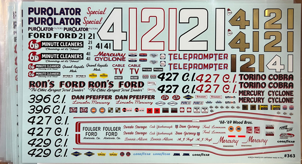 Decals - Wood Brothers Multiple Car Sheet